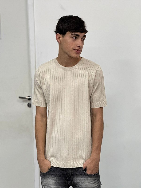 CAMISETA TEXTURIZADA OFICIAL BEGE