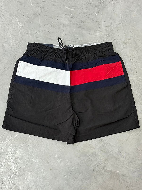 SHORT TOMMY HILFIGER LISTRADO PRETO