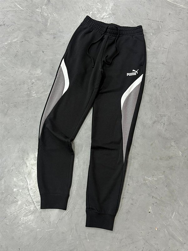 CALÇA PUMA MOLETOM BLOCK TRACK PRETA
