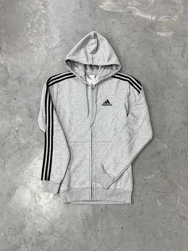Moletom  Adidas Essentials Fleece 3 Listras (Cinza)