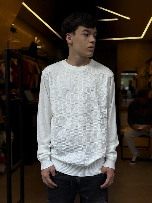 BLUSA HANSEZ GOLA CARECA TEXTURIZADA BRANCA