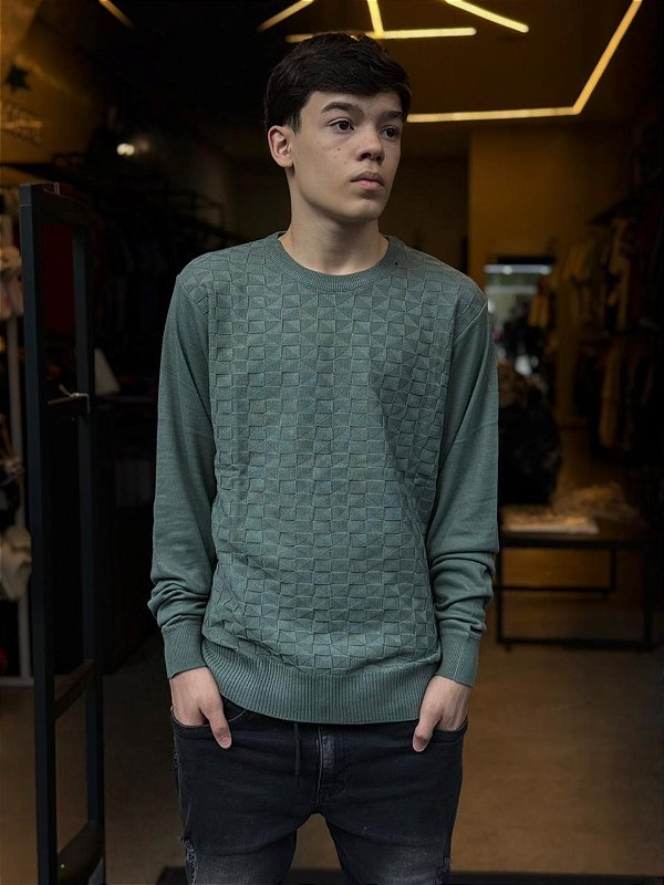 BLUSA HANSEZ GOLA CARECA TEXTURIZADA VERDE