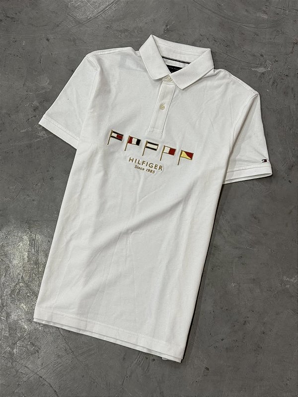 POLO TOMMY HILFIGER BANDEIRAS BRANCA
