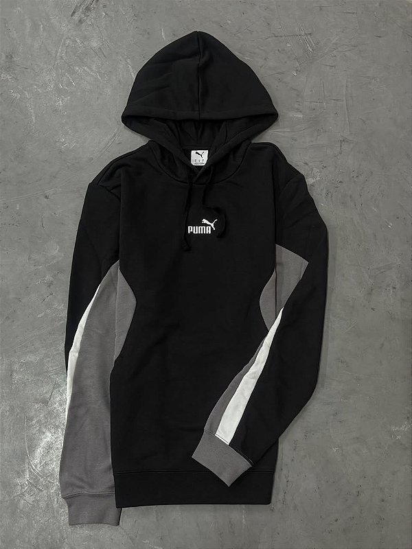 Moletom Puma Canguru Essentials Block (Preto/Cinza)