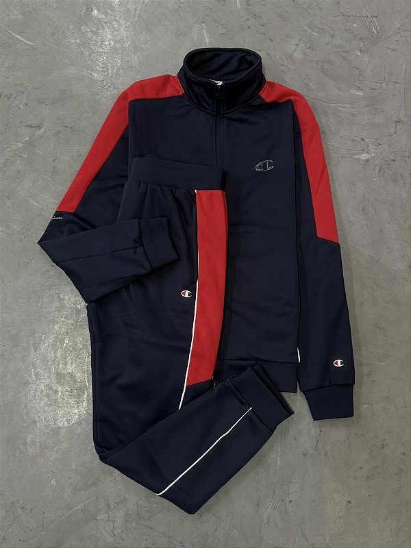 Conjunto Tracksuit Champion Active Two Tone Outline(Azul Marinho/Vermelho)
