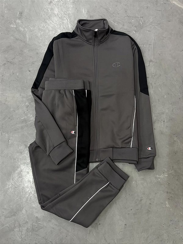 Conjunto Tracksuit Champion Active Two Tone Outline(Cinza/Preto)