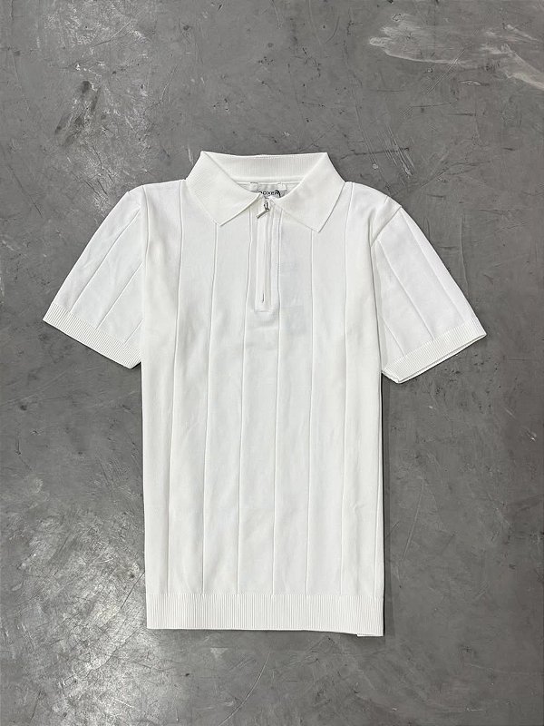Polo  Boxer Canelada Meio Zíper (Branca)