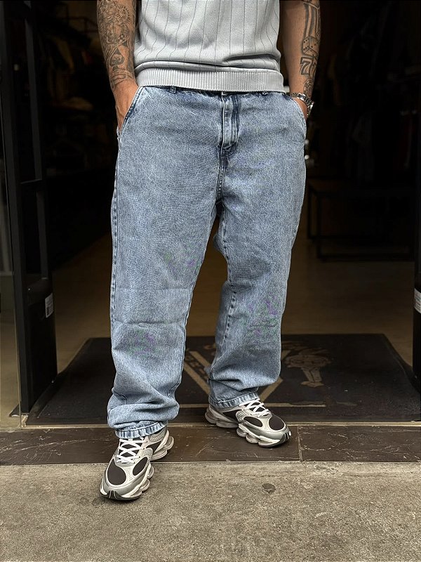 CALÇA JEANS JOGADOR PREMIUM RETA LAVAGEM MÉDIA (AZUL)