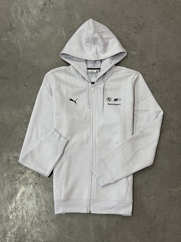 Moletom  Puma BMW M Motorsport Essentials Fleece Zíper (Branca)