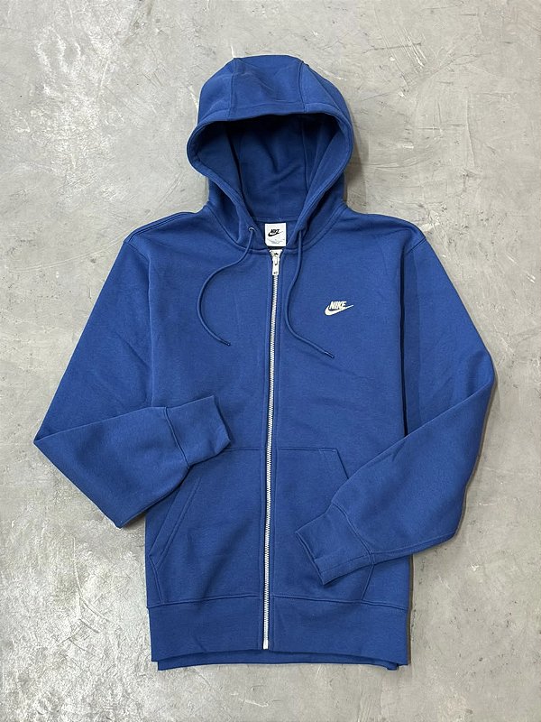 Moletom Nike Club Fleece Zíper (Azul Royal)