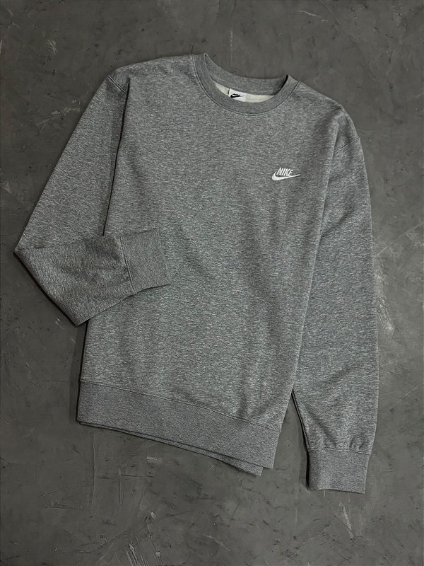 MOLETOM NIKE CLUB GOLA CARECA CINZA
