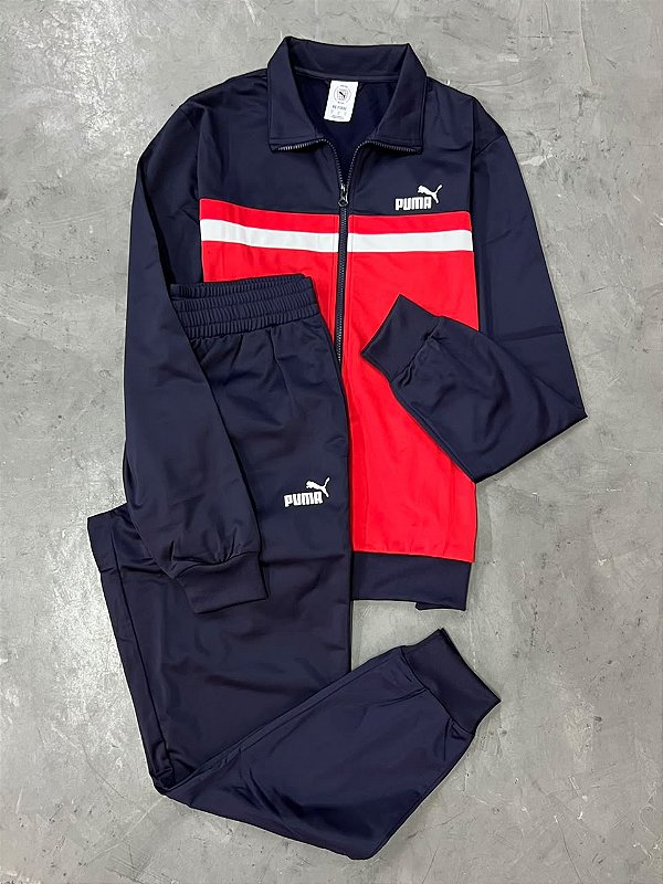 CONJUNTO PUMA COLORBLOCK SUIT (AZUL MARINHO/VERMELHO)