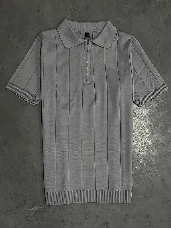 Polo Boxer Canelada Meio Zíper (Cinza)