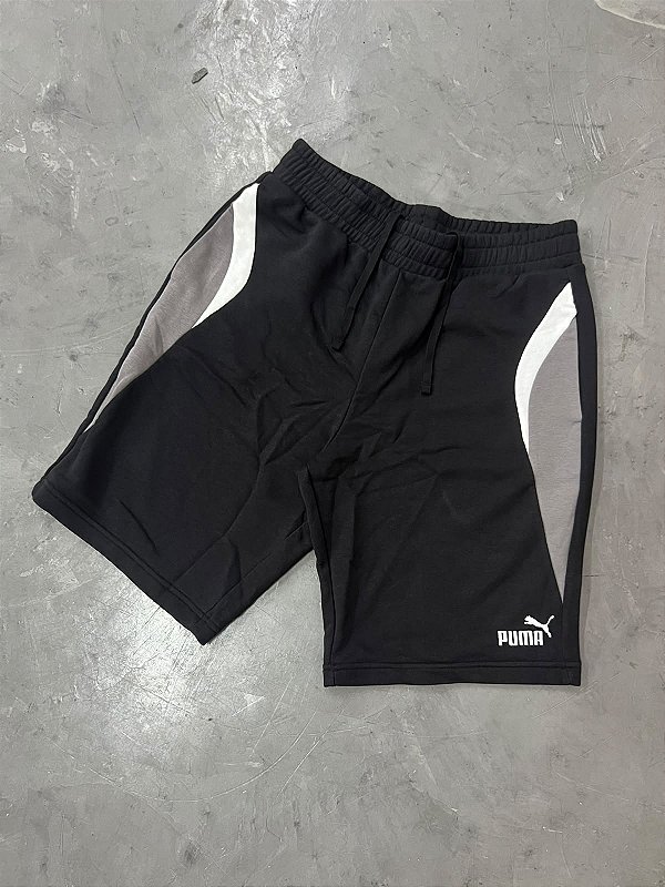 BERMUDA PUMA MOLETOM COLOR BLOCK (PRETA )