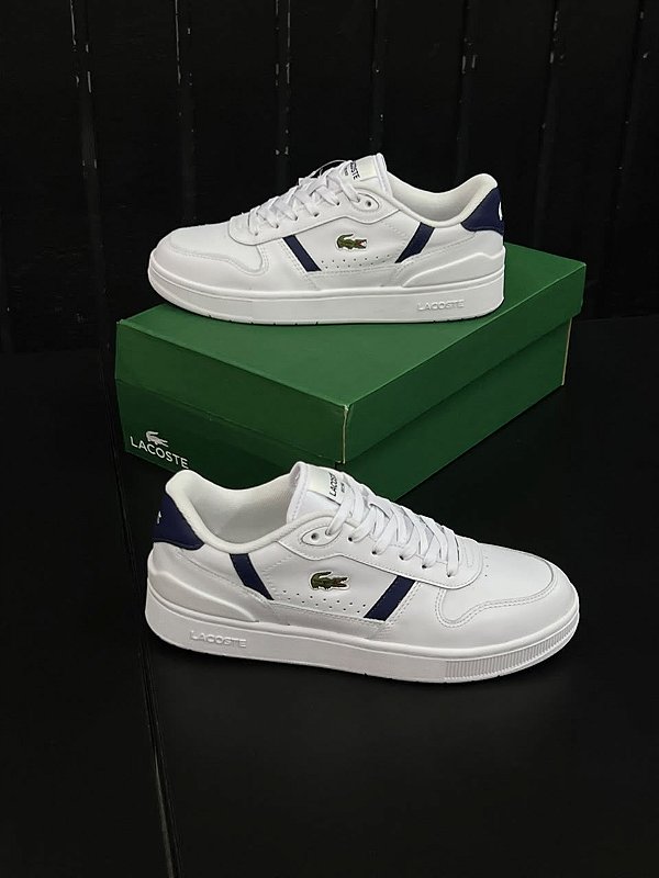 TÊNIS LACOSTE T-CLIP SET (BRANCO/AZUL MARINHO)