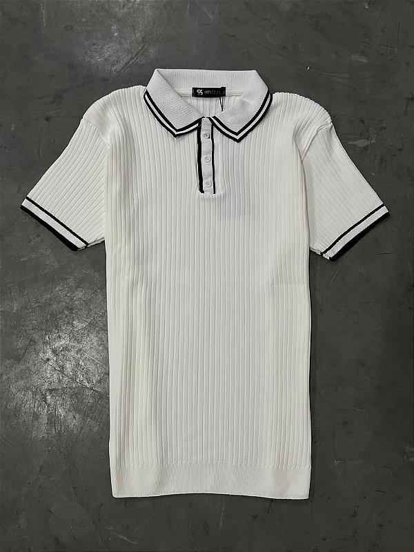 Polo Texturizada Contraste BRANCA