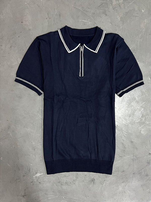 POLO MEIO ZIPER PADRÃO ZARA (AZUL MARINHO)