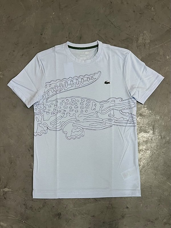 Camiseta Esportiva Estampada de Crocodilo Ultra Dry (AZUL BEBÊ)