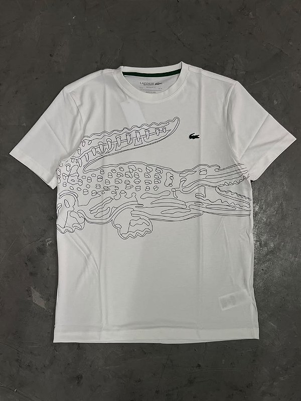 Camiseta Esportiva Estampada de Crocodilo Ultra Dry (BRANCA)