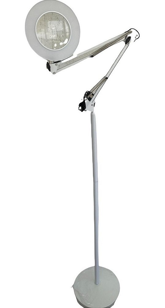 Luminária Lupa de Alumínio LED Tripé 110V De Chão - Branca