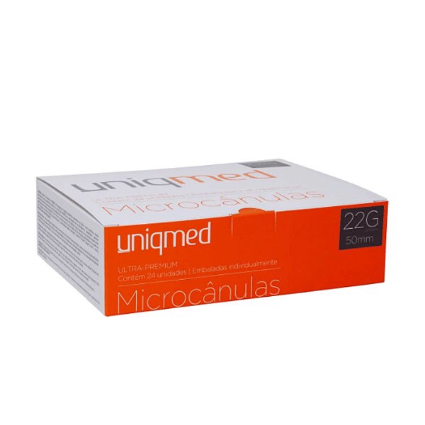 Microcânulas Uniqmed - 22G (0.70mm) x 50mm - 24 unidades