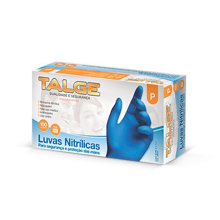 LUVA NITRILICA AZUL P - TALGE - 100 unidades