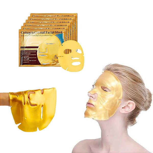 MÁSCARA FACIAL DE OURO COLÁGENO ANTIENVELHECIMENTO KIT 5 UNIDADES