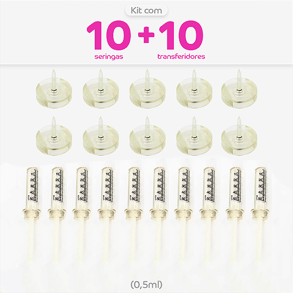 10 Seringas + 10 Transferidores Pressurizada 0,5ml