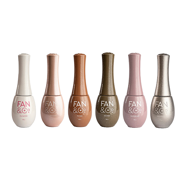 Kit 6 Esmaltes em Gel com Glitter Fan & Co