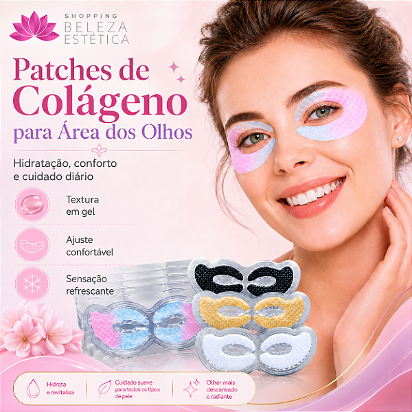 Kit 10 Máscaras Olheiras Colágeno Skin Care Antirrugas Olhos