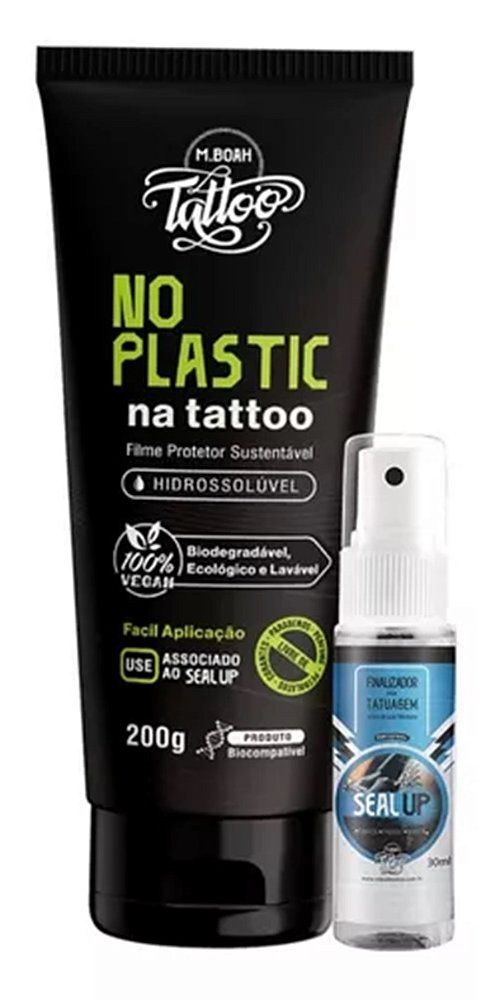 No Plastic 200g + Seal Up 30ml Filme Protetor P/ Tatuagem