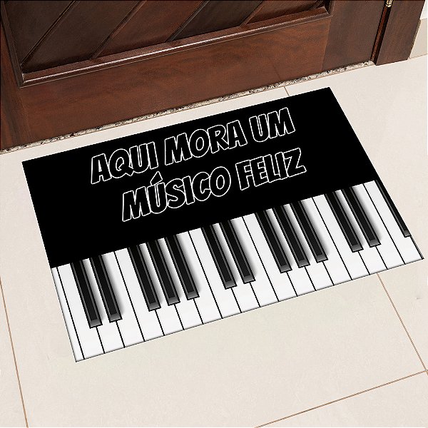Tapete de Porta Estampa Músico Piano - Teclado 40x60