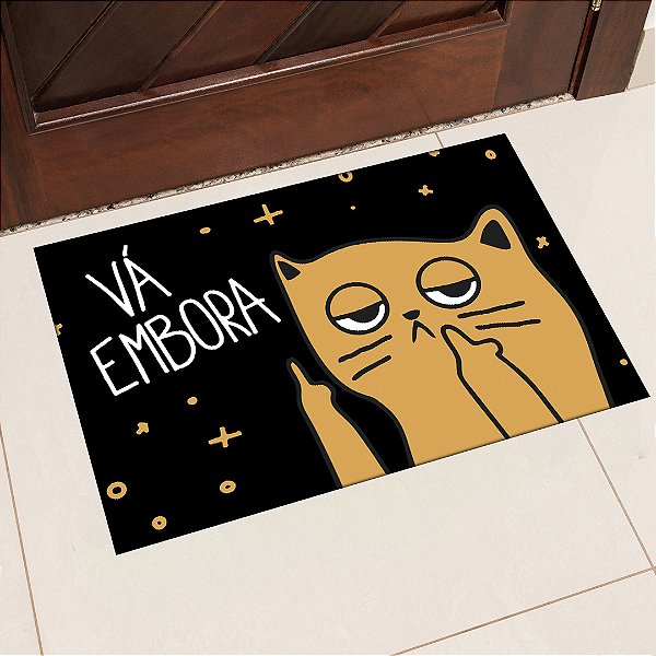 Tapete de Porta Estampa Gatinho Mau Humor 40x60
