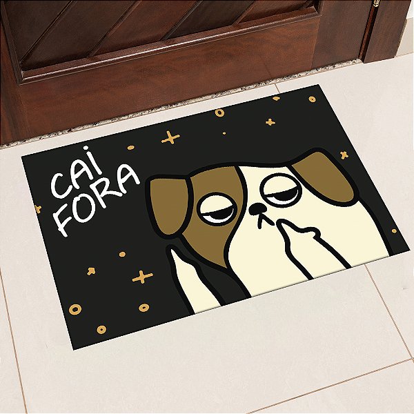 Tapete de Porta Estampa Doguinho Mau Humor 40x60