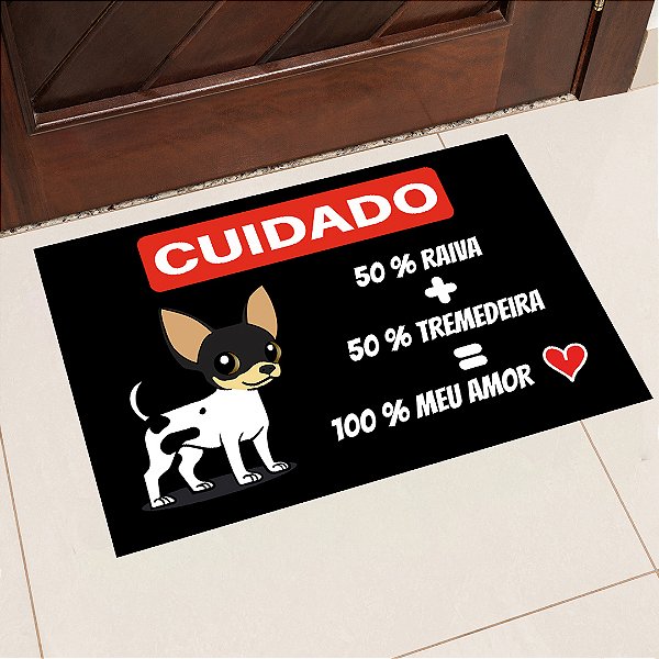 Tapete de porta Estampa Cachorro Pinscher Branco 40x60