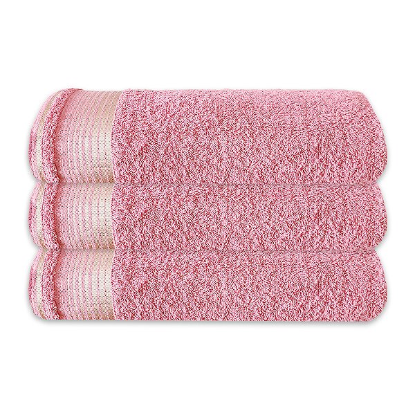 Kit c/ 3 Toalhas de Banho Grossas Felpudas Gigante SOFT 100% Algodão Rosa Claro