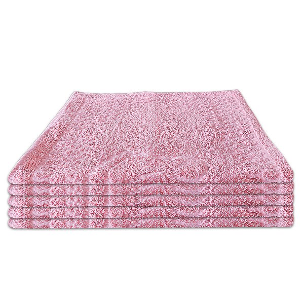 Kit c/ 5 Toalhas De Piso Tapete de Pézinho para Banheiro 45 cm x 70 cm Cor Rosa Claro