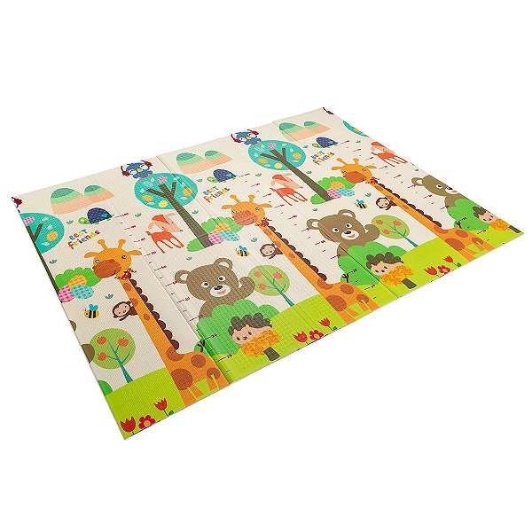 Tapete Infantil Dobrável com Maletinha 150 cm x 200 cm Espessura 8mm Estampa Girafinha