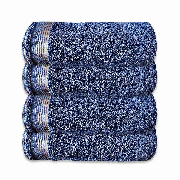 Kit c/ 4 Toalhas de Rosto Grossas Felpudas Gigante SOFT 100% Algodão Azul