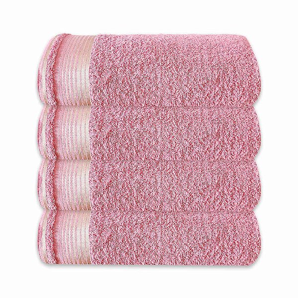 Kit c/ 4 Toalhas de Rosto Grossas Felpudas Gigante SOFT 100% Algodão Rosa Claro