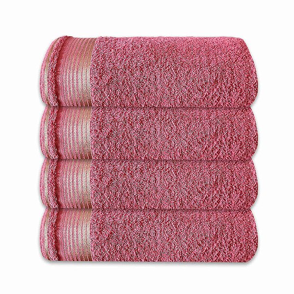 Kit c/ 4 Toalhas de Rosto Grossas Felpudas Gigante SOFT 100% Algodão Rosê