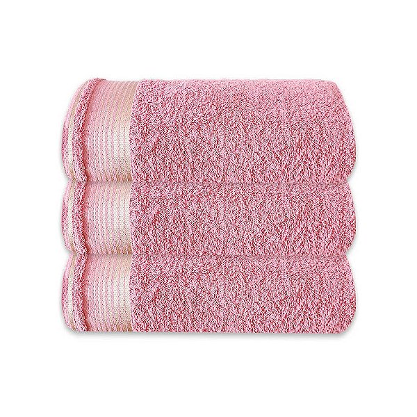 Kit c/ 3 Toalhas de Rosto Grossas Felpudas Gigante SOFT 100% Algodão Rosa Claro
