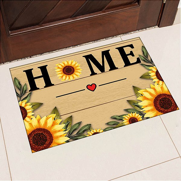 Tapete de Porta 40x60 Estampa Home Girassóis