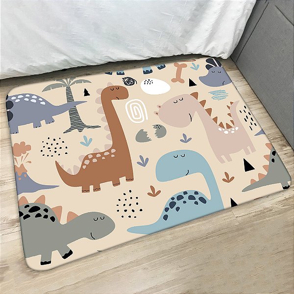 Tapete Infantil Retangular Antiderrapante 95x130 Estampa Dinossauros Baby