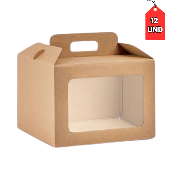 Caixa Maleta Kraft Com Visor (12 unidades)