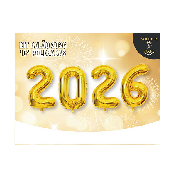 Kit Balão 2026 Dourado 16 polegadas
