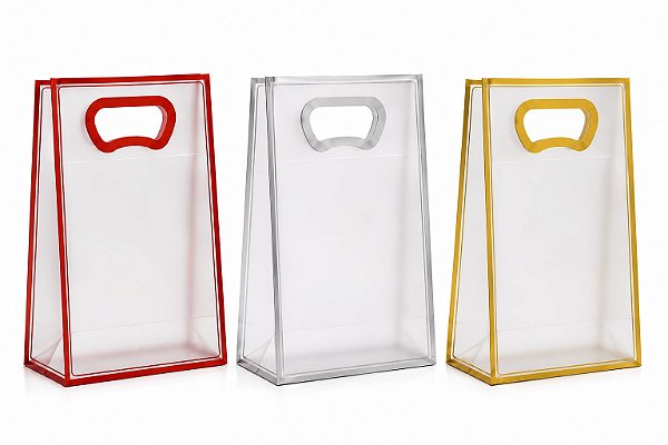 Sacola Transparente Com Borda Metalizada (12 unidades)
