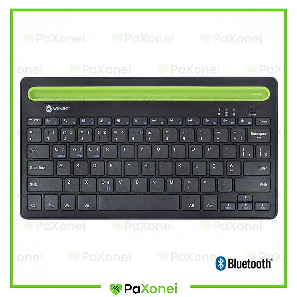 Teclado Sem Fio Bluetooth 3.0 Dynamic Smart ABNT com Suporte para Tablet ou Celular - Preto - DT200