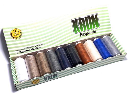 Kit 10 Retros De Linha Grossa Pesponto Kron 100% Poliéster Colorida
