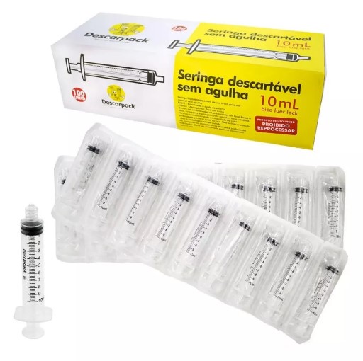 SERINGA DESCARTÁVEL 10ML SEM AGULHA LOCK